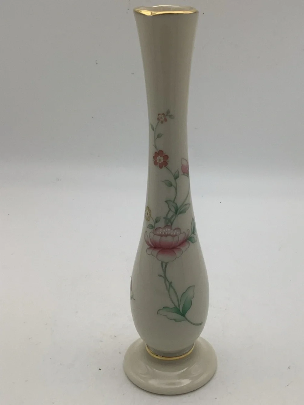 Vintage Lenox Floral Garden Cream Bud Vase with Delicate Floral Design
